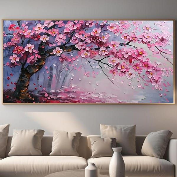 Lukisan Bunga Sakura Modern Aesthetic Kanvas Hiasan Dinding Modern Art Painting