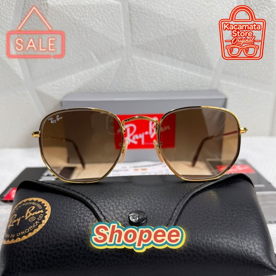 Kacamata Rayban Hexagonal RB3548 Gold Brown Gradiant