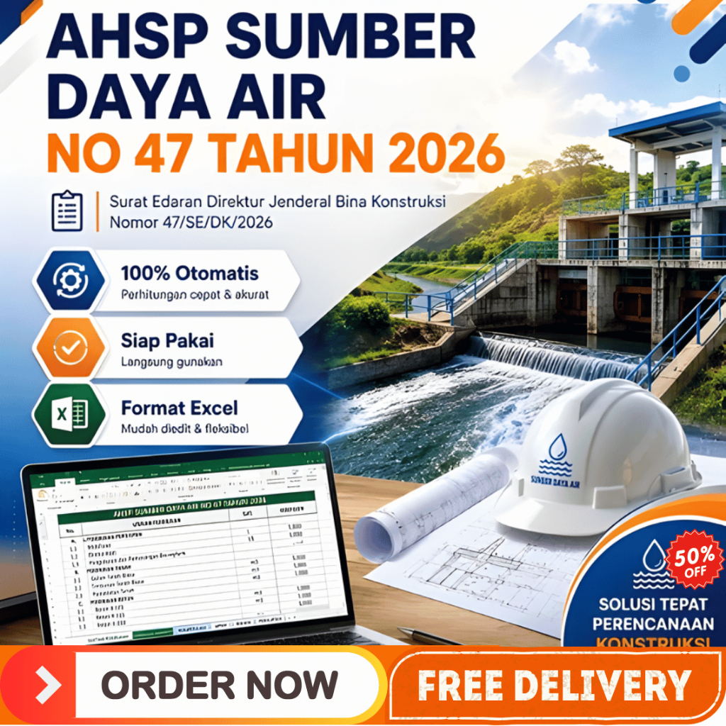 AHSP SDA 2026 Excel Sesuai SE Dirjen Bina Konstruksi No 47/SE/DK/2026 Otomatis Siap Hitung