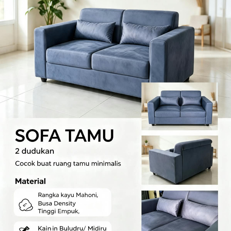 Sofa 2 Seat Sofa Tamu Sofa Minimalis Sofa Custom Bandung