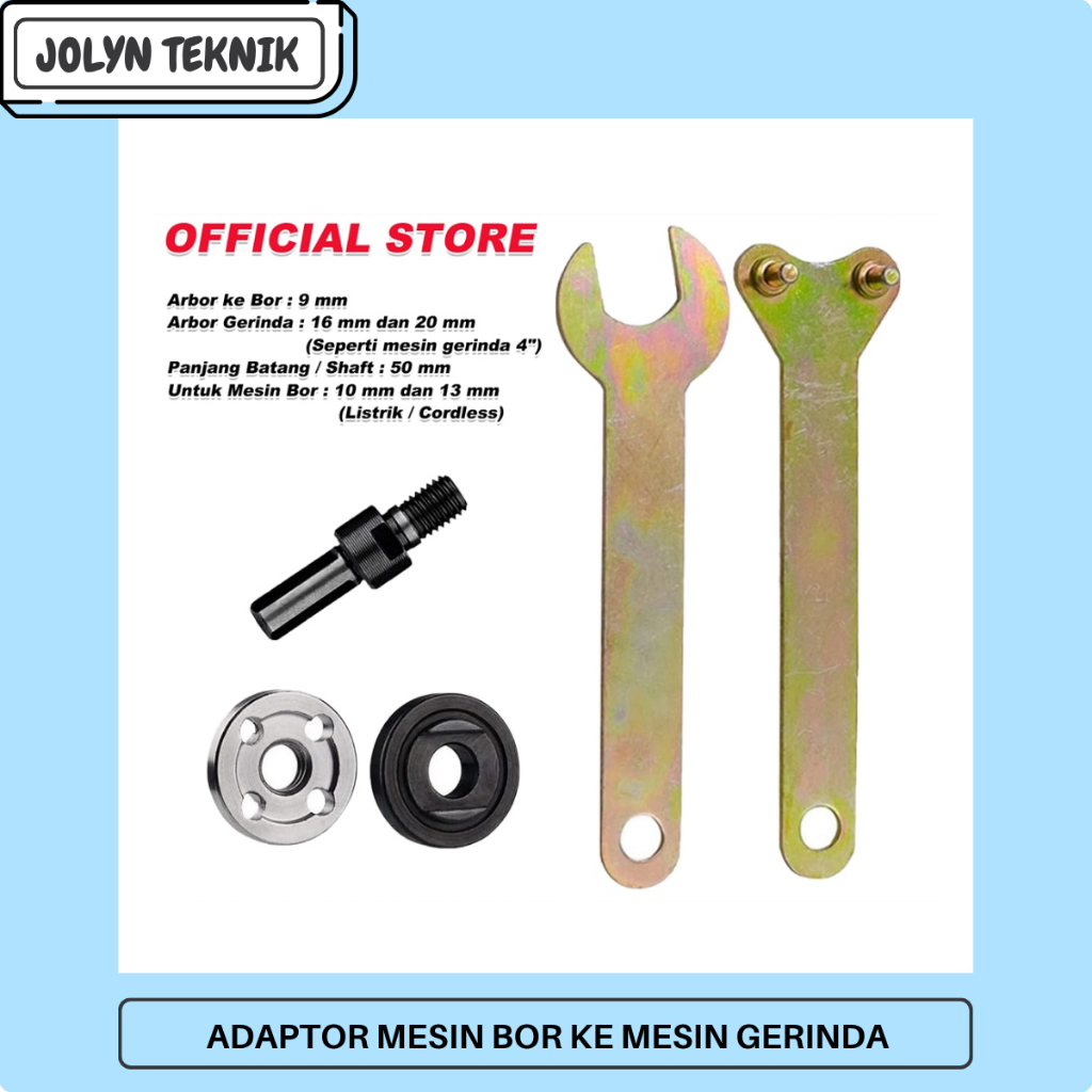 ADAPTOR MESIN BOR KE MESIN GERINDA INNER OUTER SET M10 DENGAN PENGUNCI ARBOR M10 (MIN 3 PC)