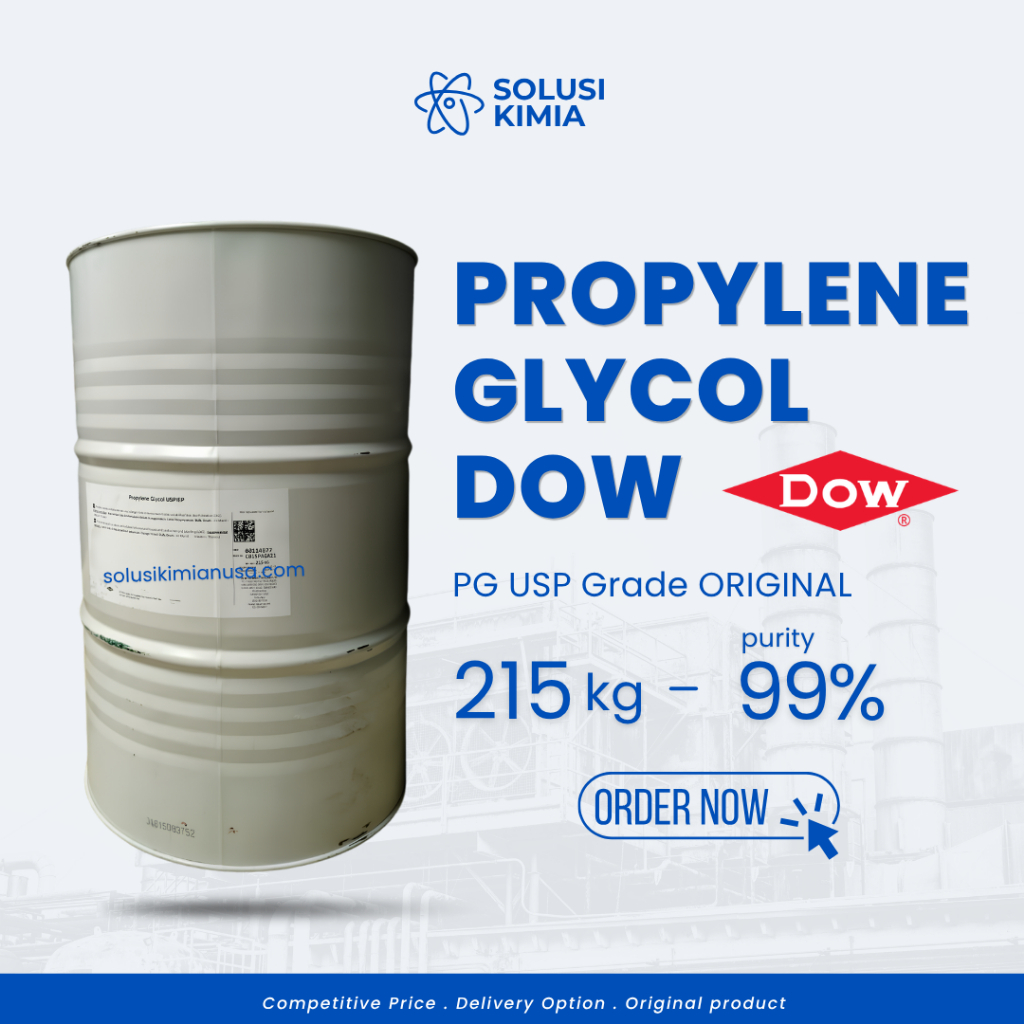 PG Propylene Glycol USP Grade Dow USA Drum 215kg Original Bahan Kimia Food, Kosmetik, Vape