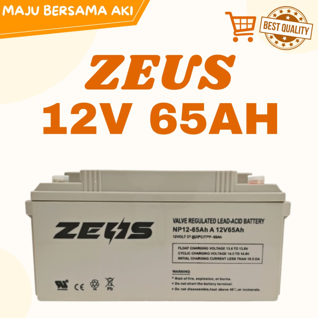 Aki Baterai Battery VRLA Zeus 65 Ampere 12v65ah 12v 65ah