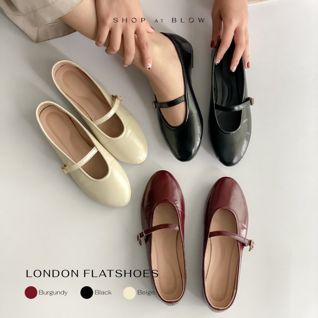 BLOW BLWF 0027 London Mary Jane Flat Shoes Strap Wanita Premium Slip On Sepatu Kerja & Kuliah Warna 