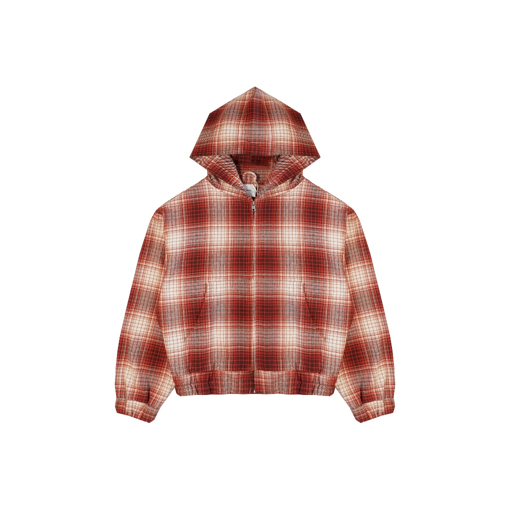 GrowthCasual - Flannel Zip Hood Amber Hue Jacket