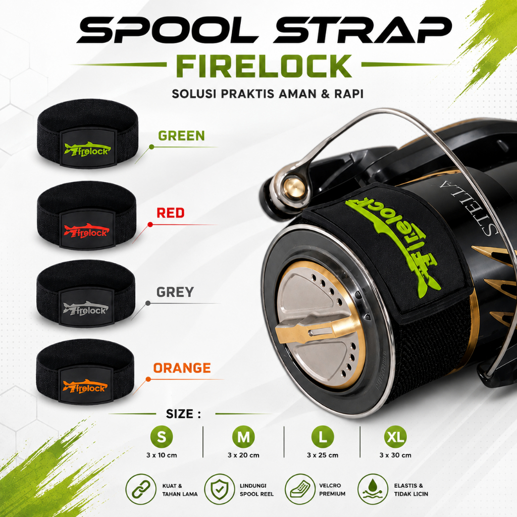Firelock Spool Strap | Spool Band Pengikat Spool Pelindung Senar Reel Pancing | Tali Spool Pancing |