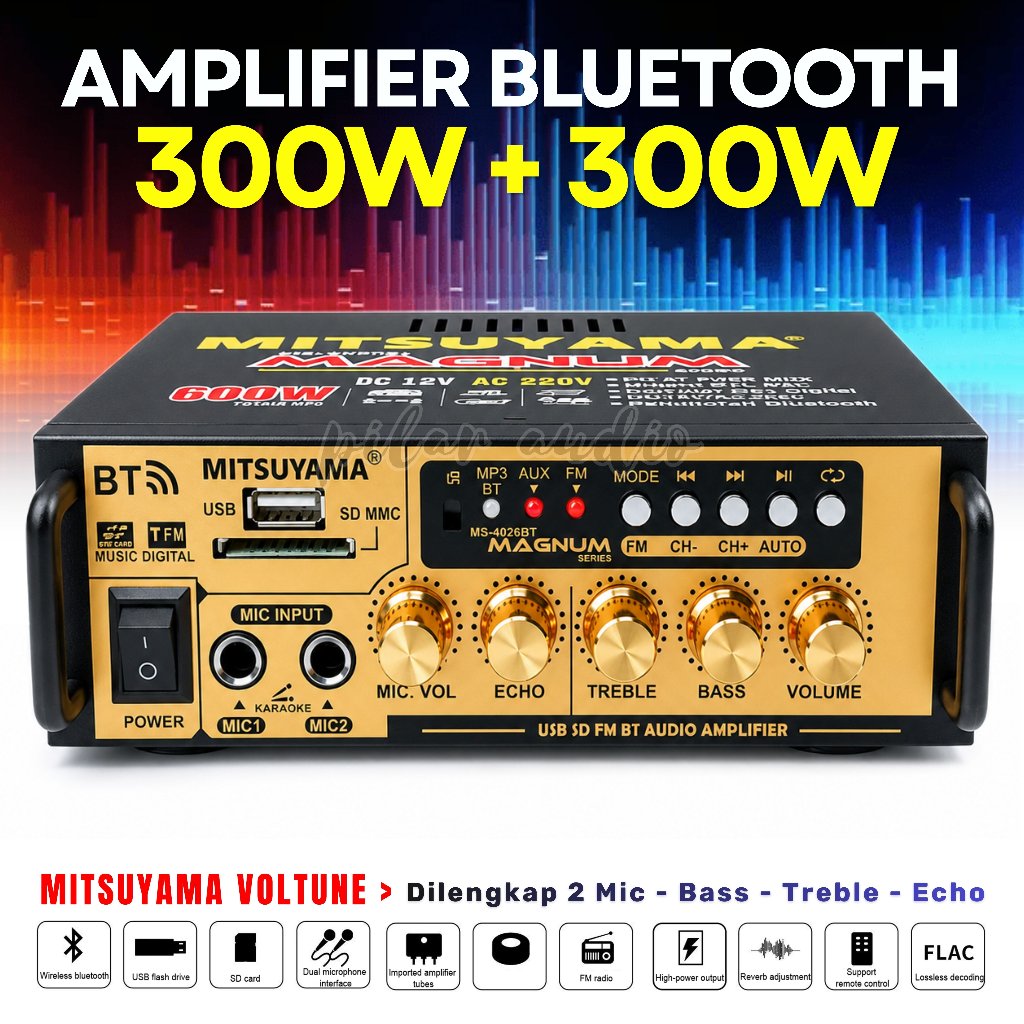 TERBARU - power amplifier MITSUYAMA MS-4020BT MAGNUM | Amplifier Bluetooth Mini Audio Power MITSUYAM