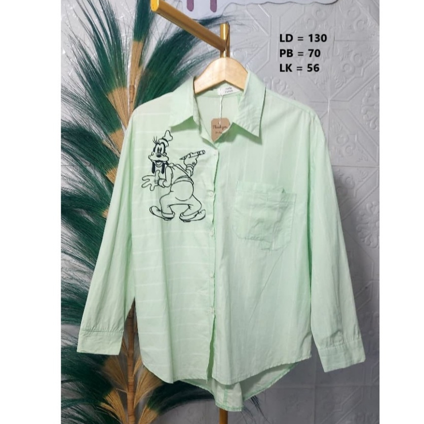 KEMEJA POPLIN BORDIR GOOFY HIJAU MINT