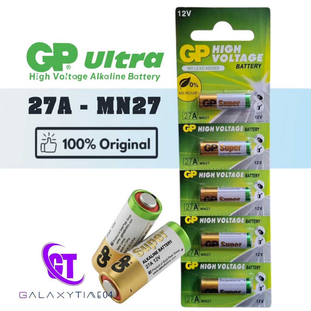 Baterai GP 27A Original 12V Alkaline Battery A27 GP27A MN27 Untuk Remote Alarm Mobil Bel Pintu