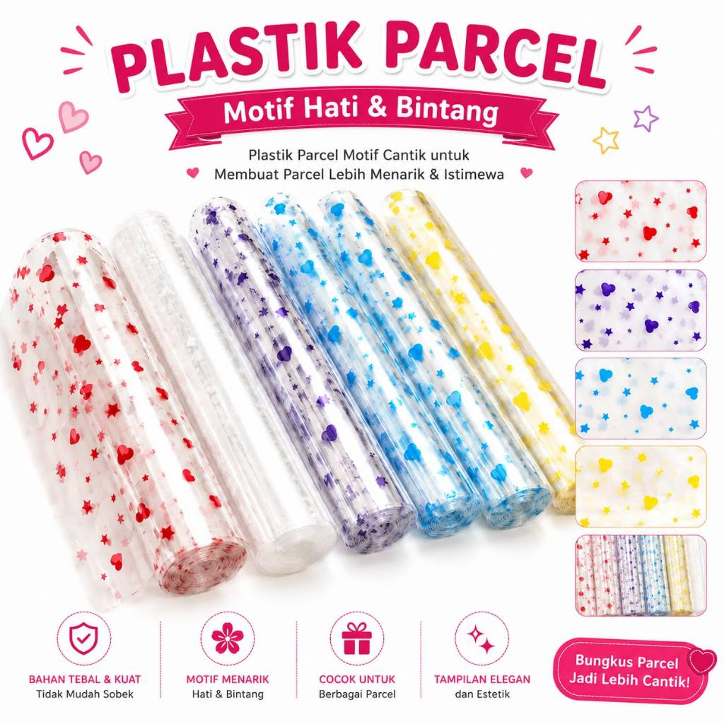 (100PCS)PLASTIK PARCEL SARUNG OPP MOTIF/PLASTIK PARCEL KADO MOTIF
