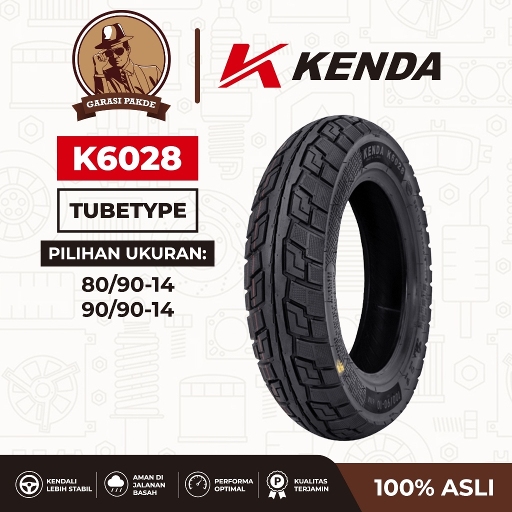 Kenda Ban Tubetype Nontubles K6028 Knight 80/90 90/90 Ring 14 - Ban Motor Depan Belakang Beat Vario 