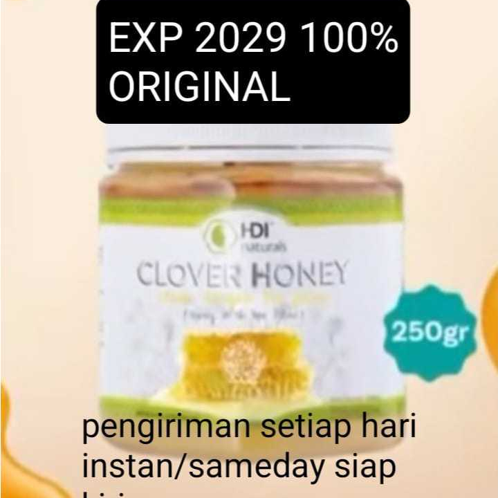 Madu hdi 250gr clover honey original segel 100% exp 2029 free sendok kayu