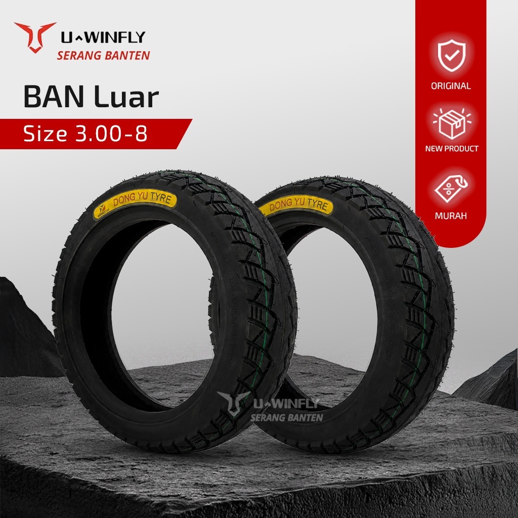 Ban Tubeless U-winfly GB / Uwinfly Gerobak Sepeda Listrik / Sepeda Listrik Roda 3 Uk. 3.00-8