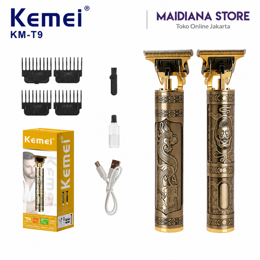 Kemei KM-T9 Alat Cukur Rambut Jenggot Kumis USB Rechargeable