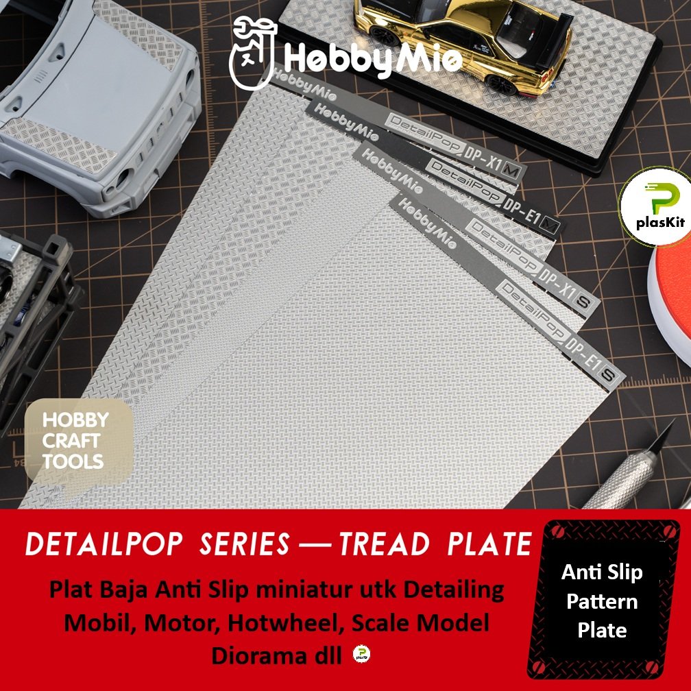 DP-X1 : 1 RIB type TREAD PLATE ANTI-SLIP for DETAIL MODIFICATION / miniatur Plat Baja Anti Slip utk 