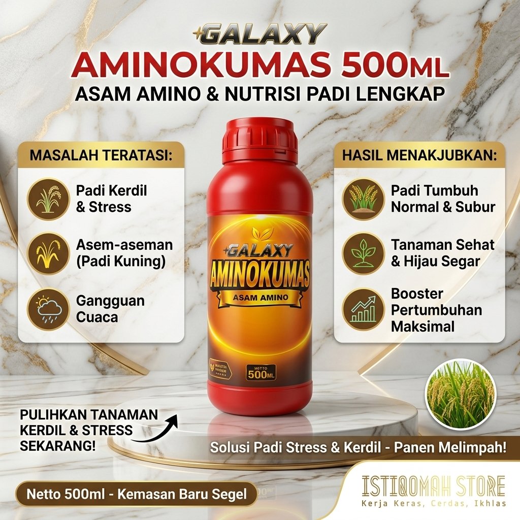 AMONIKUMAS 500ML Nutrisi Padi Anti Kerdil & Stress Tanaman - Obat Padi Kuning Asem-Aseman - Booster 