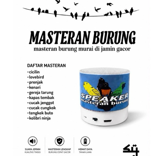 Speaker Masteran Burung Mp3 juara kompilasi Lagu in one speaker Led mini