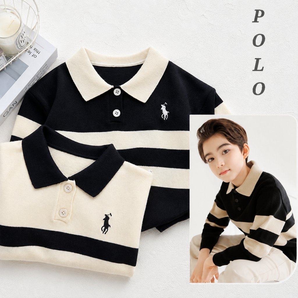 Sweater Rajut Anak Laki-Laki CSW(L)437  Polo kuda Baju Lengan Panjang Rajut korea