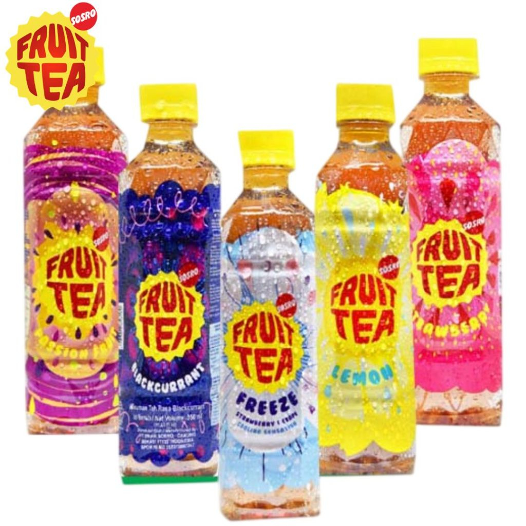FRUIT TEA Botol 350ml Semua Rasa (Blackcurrant, Apel, Lemon, Freeze, Markisa dan Stroberi)