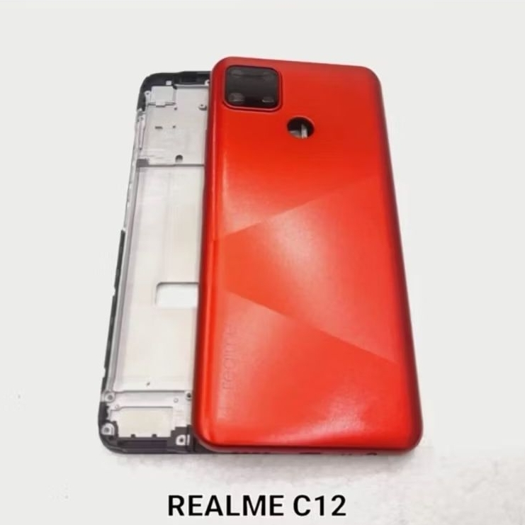 Back Casing Kesing FULLSET REALME C12 RMX2189 - BackDoor Back Cover Tutup Belakang + Frame LCD C12