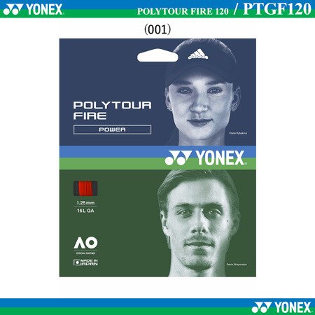 Yonex PTGF120 Poly Tour Fire 120 Tennis Racket String  Red PTGF120-001 JP code 100% import dari Jepa