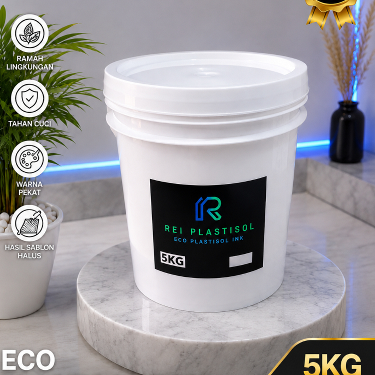 WHITE ECO 5KG – Tinta Sablon Plastisol Putih untuk Kaos Cotton Combed
