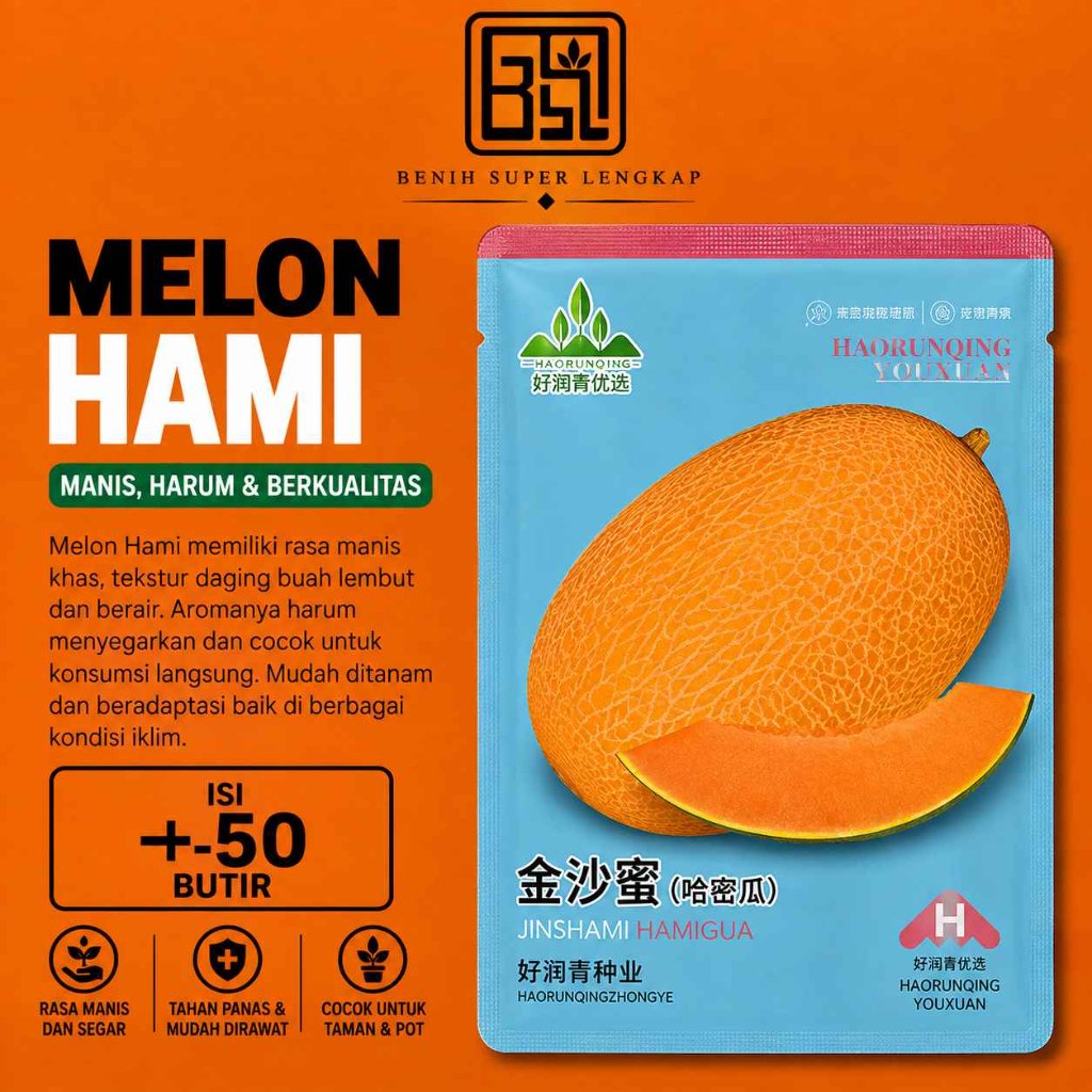 Kemasan Original | Benih Biji Melon Hami | Hami Gua | Melon Hami Xinjiang | UKI BIBIT