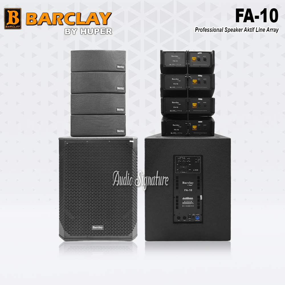 Paket Speaker Aktif Line Array BARCLAY FA 10 | FA10 + Subwoofer 18 Inch Original By HUPER