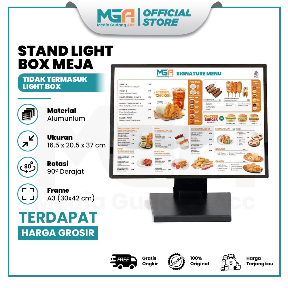 Stand Light Box Menu Display Size LED Slim Light Box lampu menu / papan menu cafe / slim light box /