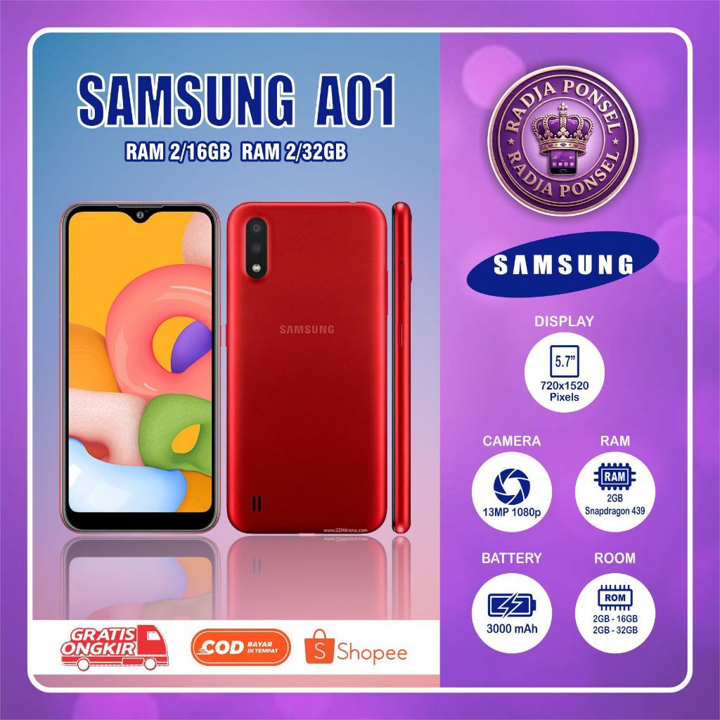 SAMSUNG GALAXY A01 | HP second batangan RAM 2/16GB