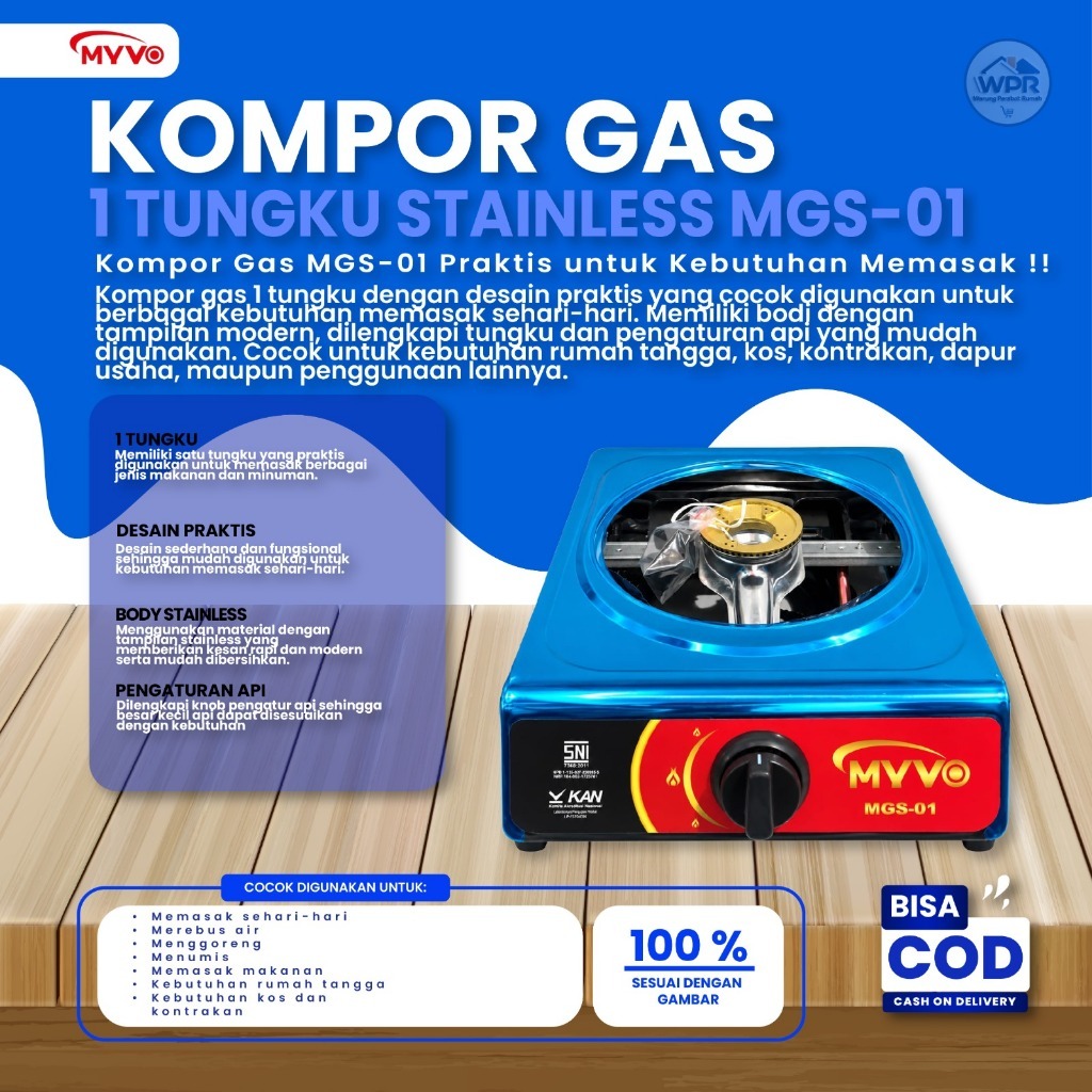 KOMPOR GAS 1 TUNGKU STAINLEES MGS-01 MYVO