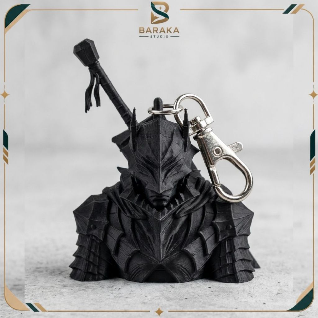 Guts | Gantungan Kunci Semi Chibi 3D Printed Berserk | Guts Action Figure PVC Loose