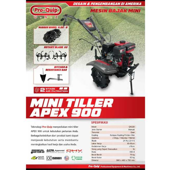 MINI TILLER CULTIVATOR PROQUIP APEX 900