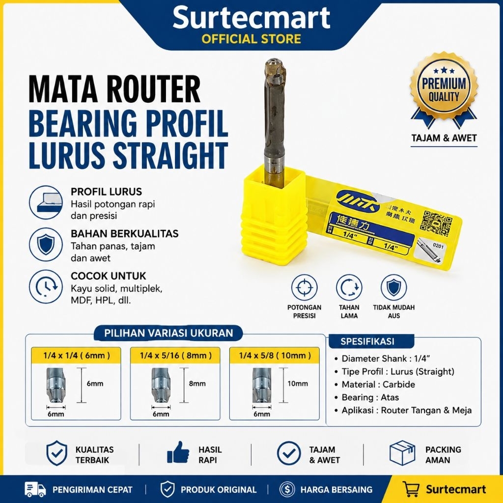 Mata Router Bearing Profil Lurus Straight