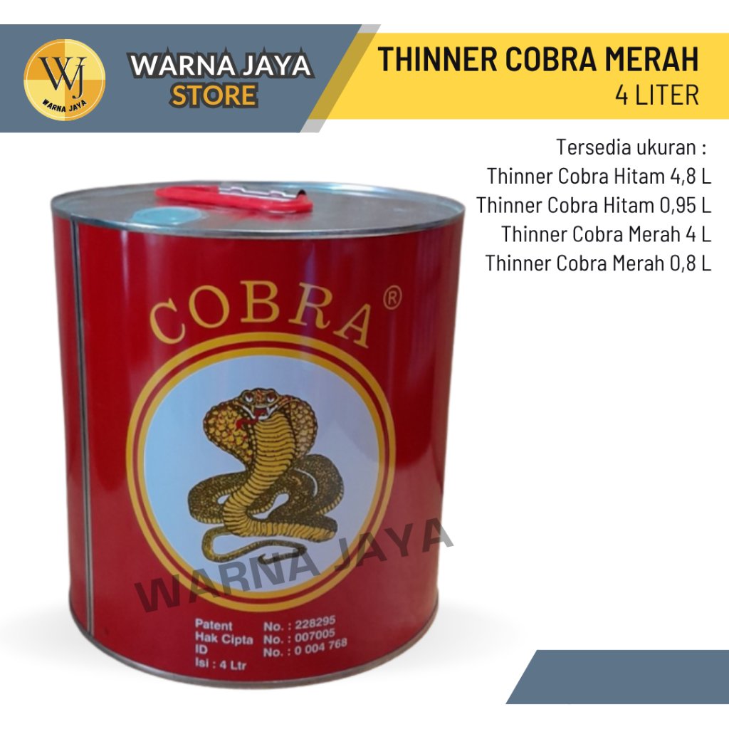 Thinner Cobra Merah ND Galon 4L / Thiner Tiner Pengencer Cat 4 Liter
