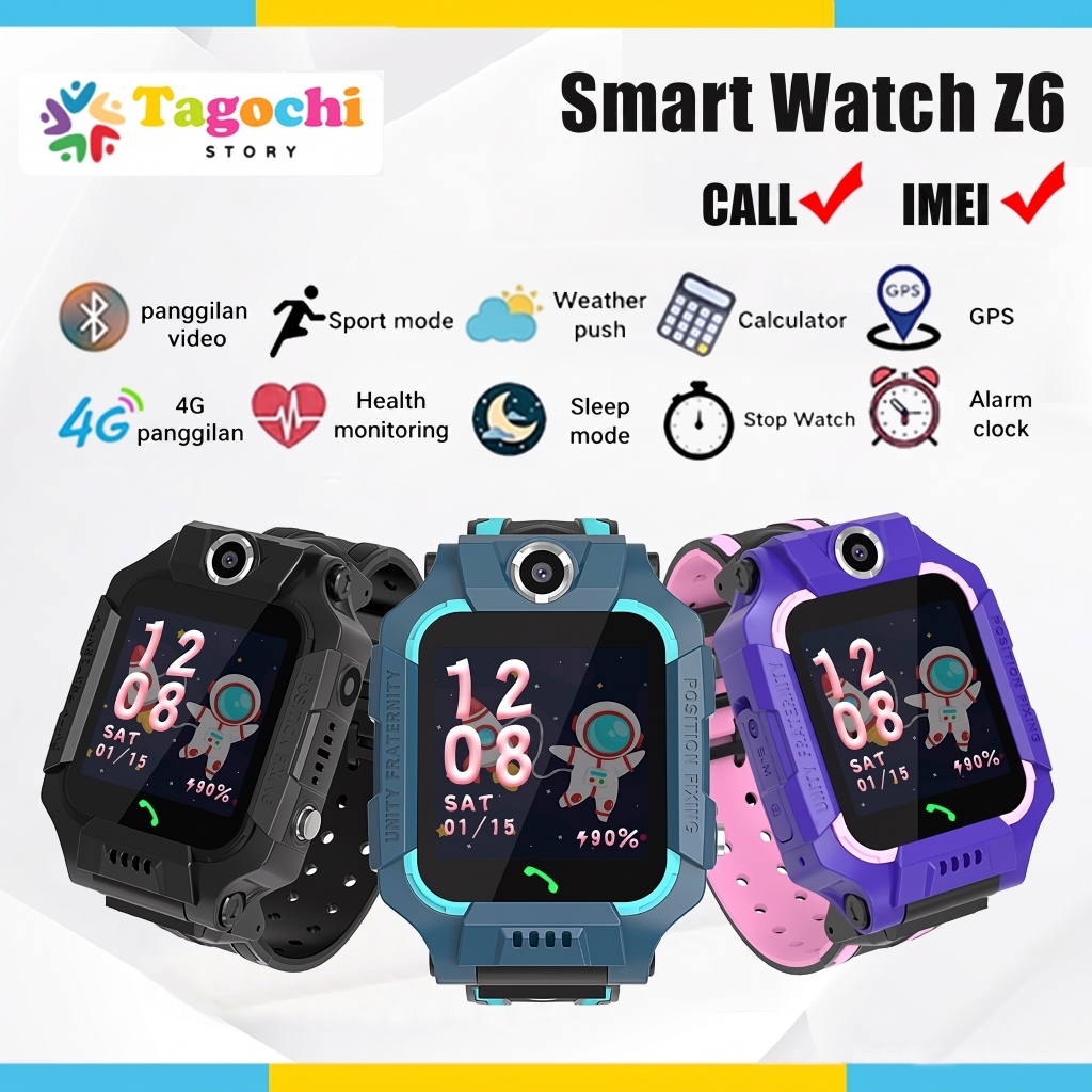 TAGOCHI Anti Air Jam tangan anak 4G Video call telepon - Voice Call 2 Camera 360° Rotation Smart Wat