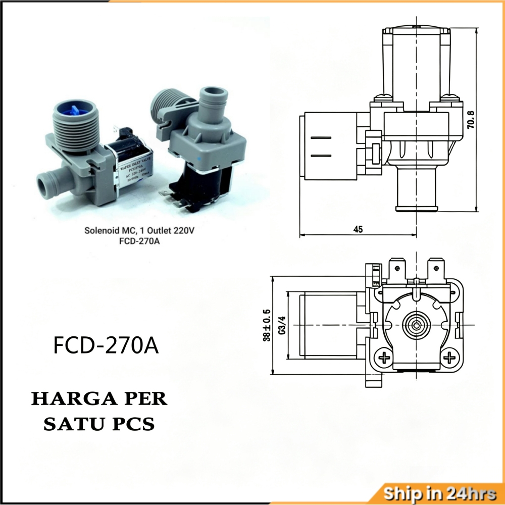 Selenoid Water inlet FCD270A Selenoid Sharp Water Inlet Mesin Cuci Sharp Kran Otomatis LG FCD 270