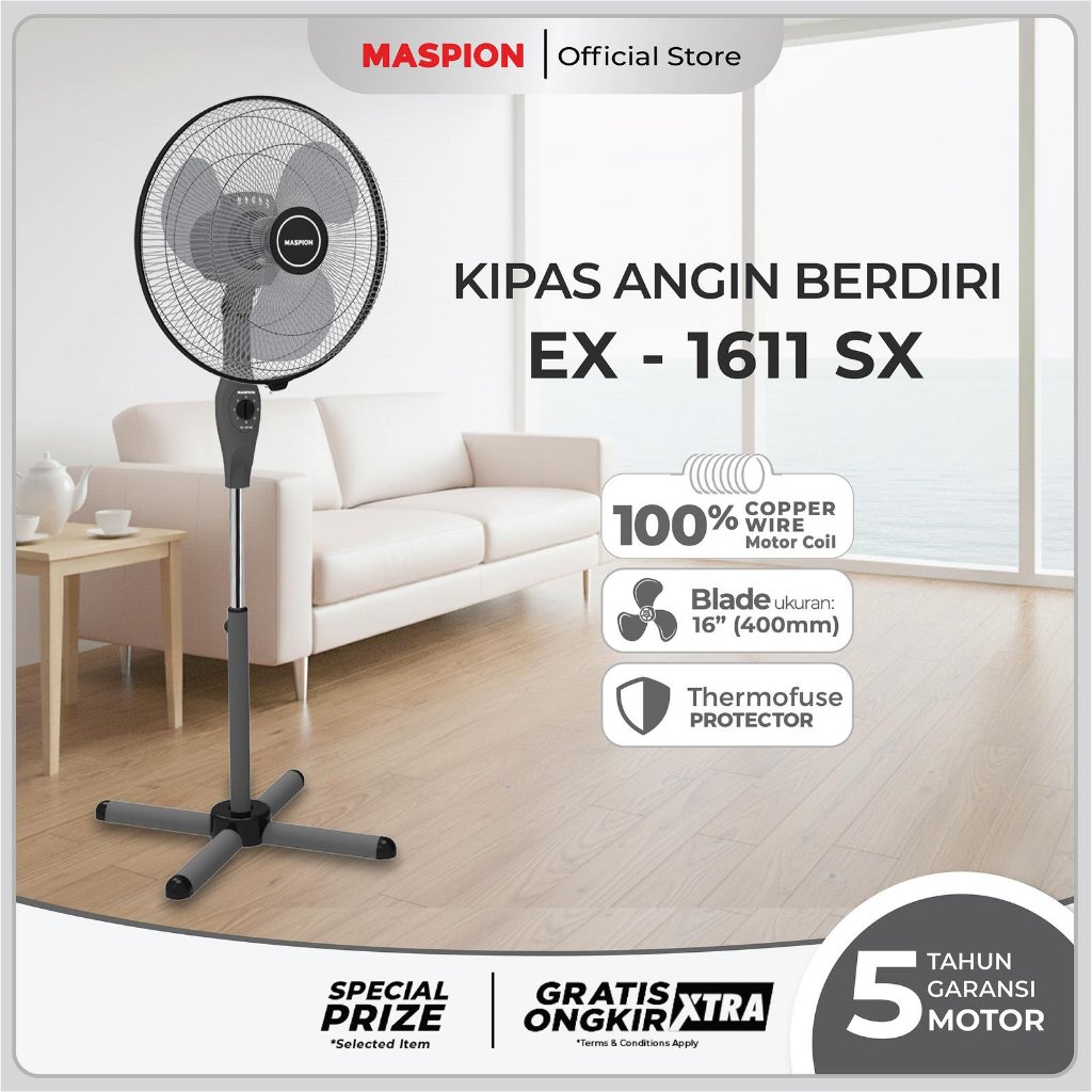 Maspion Kipas Angin Berdiri Stand Fan 16 Inch EX 1611 SX EX1611 SX EX-1611