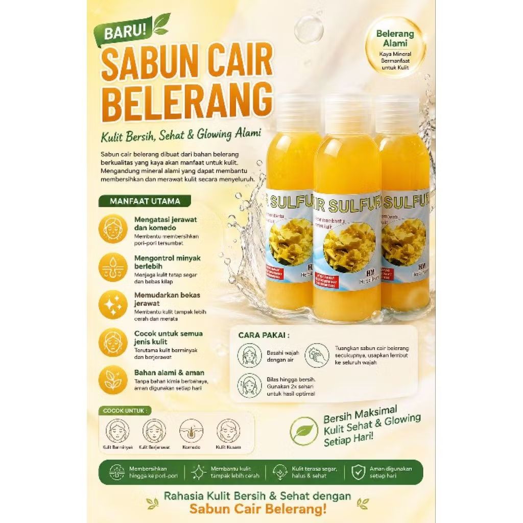 Paket isi 3 Sabun belerang cair sabun sulfur cair UK 100ml