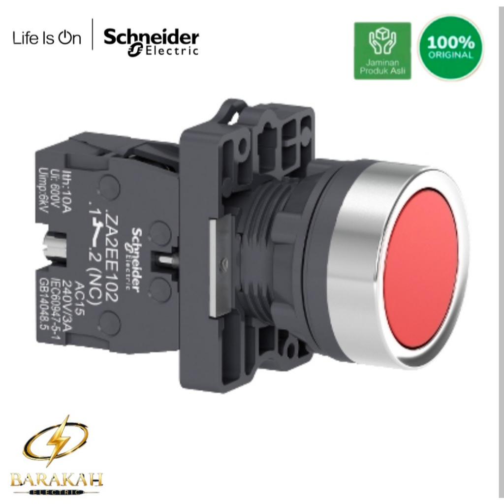 Push Button Flush Red 1NC Schneider XA2EA42 / Push Button Schneider