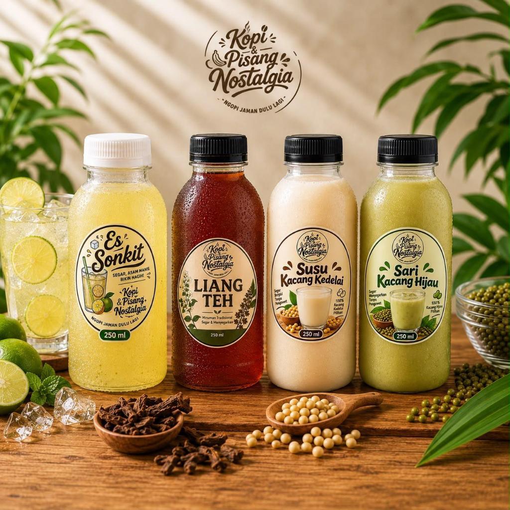 MINUMAN TRADISIONAL SEGER SUSU KACANG KEDELAI / SARI KACANG HIJAU / LIANG TEH / ES JERUK NIPIS ISI 2