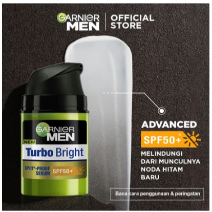 GARNIER Men Krim Sunscreen Mencerahkan Turbo Bright Vitamin C Spot-Proof Serum SPF50+ Skin Care - 40