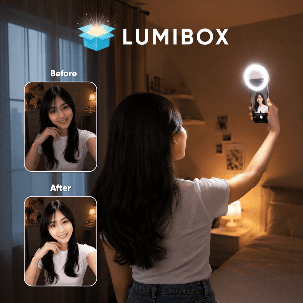 Ring Light Selfie Cute Gen Z – LED Terang, Baterai Awet, Desain Gemoy