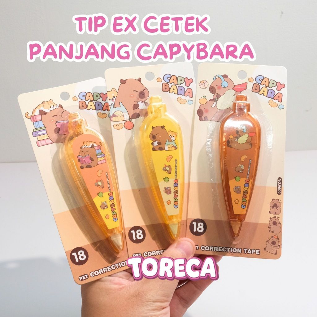 TORECA CORRECTION TAPE CETEK CAPYBARA TIP EX CAPYBARA TIP EX CETEK PANJANG CAPYBARA PENGHAPUS PULPEN