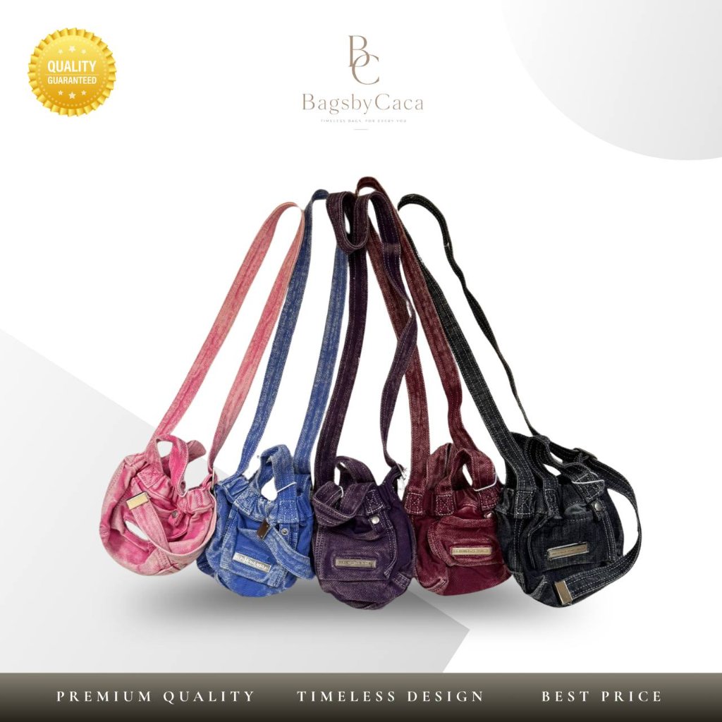 Tas Micro Denim Dumpling Tas Wanita Mini Bahan Denim