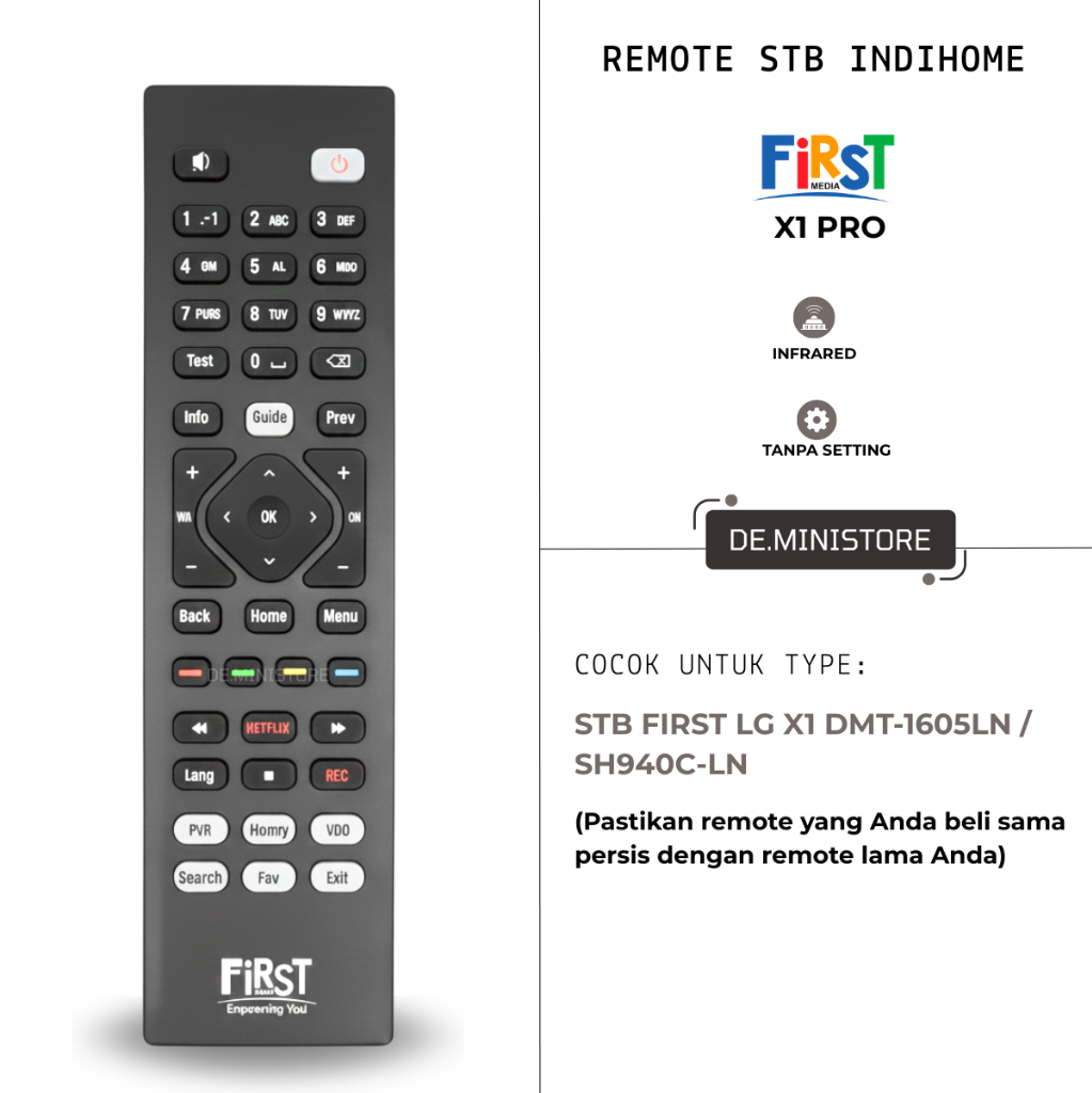 Remote STB FIRST X1 DMT-1605LN / SH940C-LN Kualitas ORI