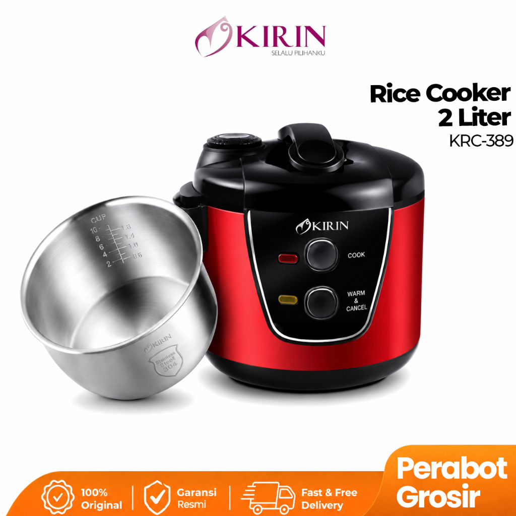 KIRIN KRC 389 Rice Cooker 2 liter Panci Luar Dalam Stenlies