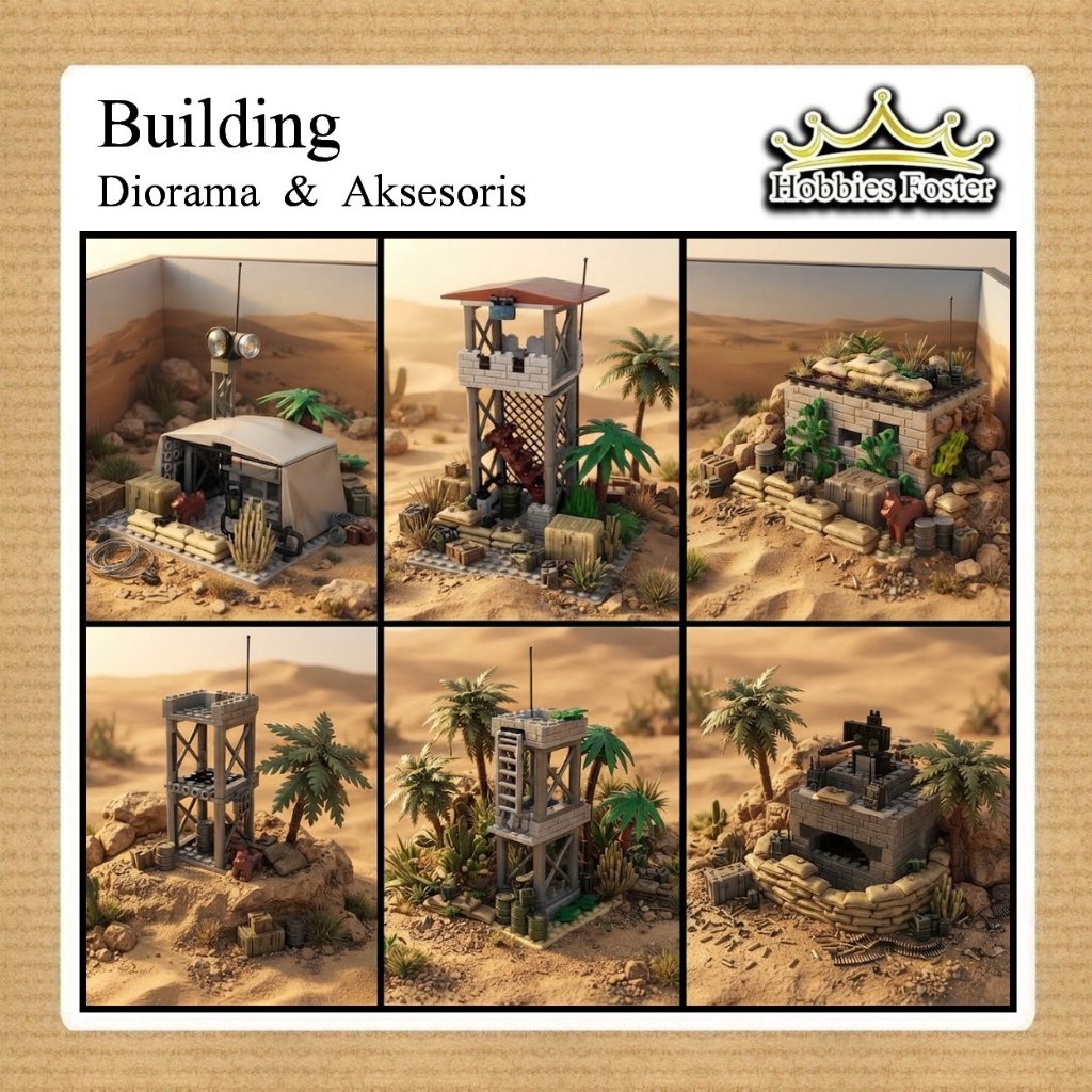HF Miniatur Building MOC Diorama Pangkalan Militer Miniatur Cliff Tower