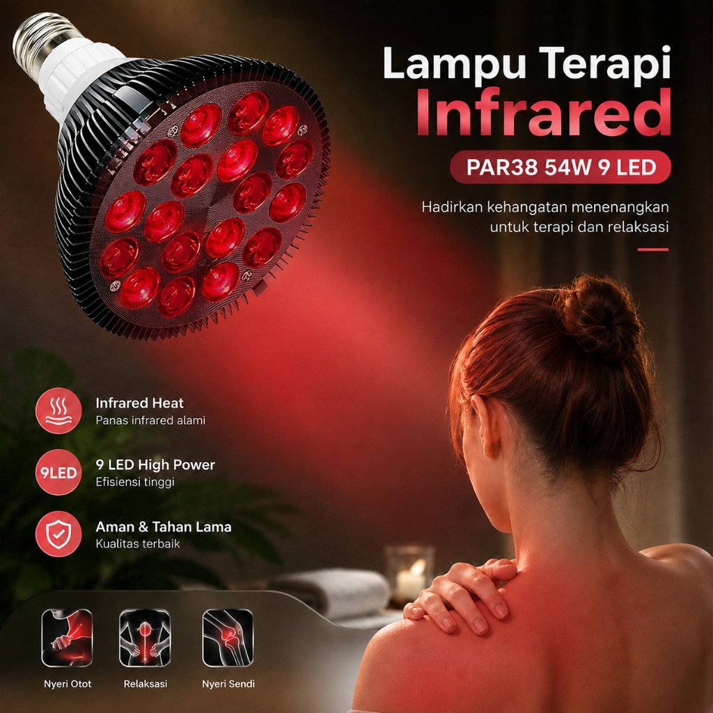 Lampu Terapi Infrared PAR38 Physiotherapy Lamp 54W 9 LED