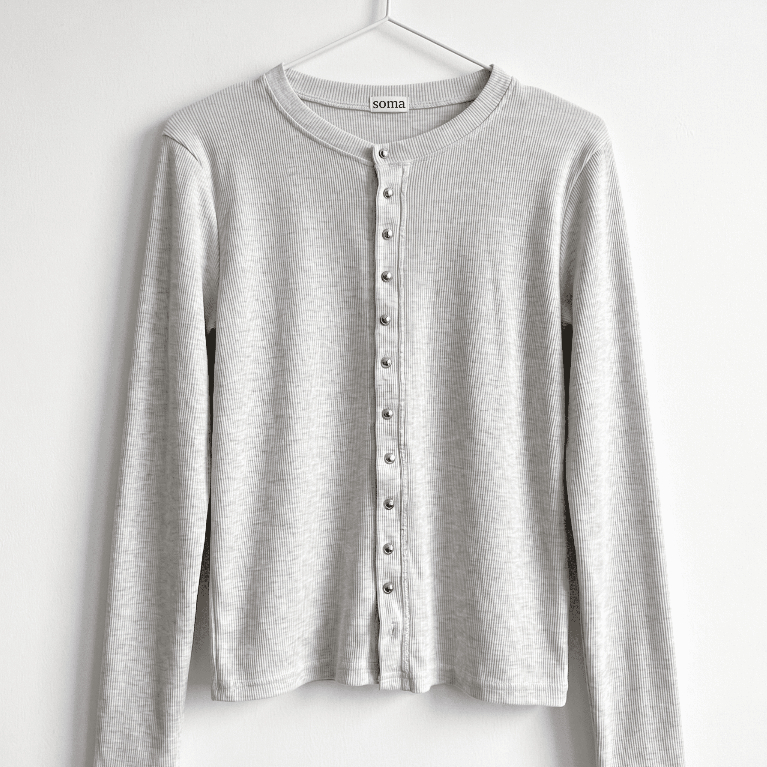 KAIA TOP | Atasan Knit Wanita Lengan Panjang Basic Korean Top Summer Baju Knit Kancing Rib Wanita Lo